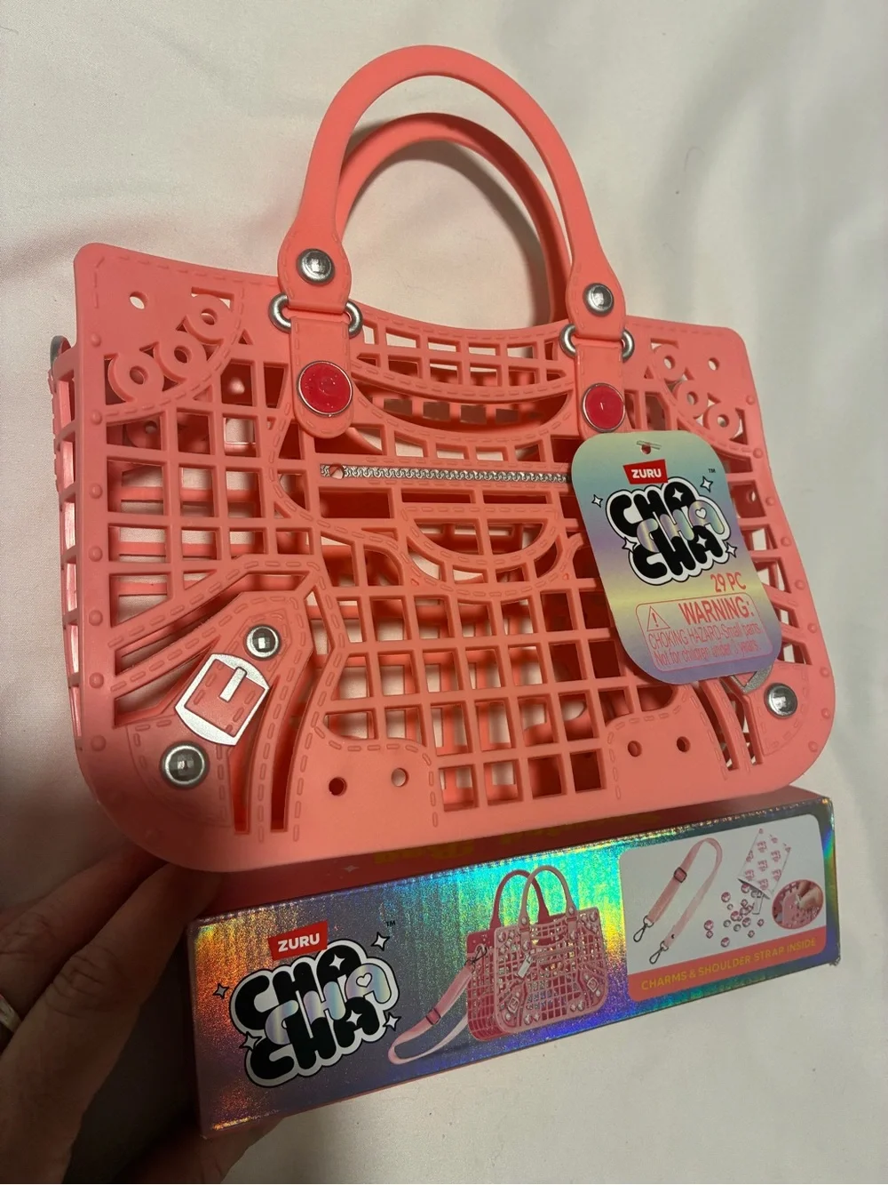 Cha Cha Mini Pink Tote Bag for Girls included Charms